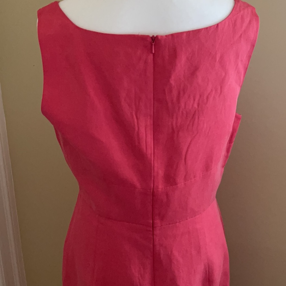 LK Bennett sleeveless coral silk & linen dress 8 - Picture 6 of 8